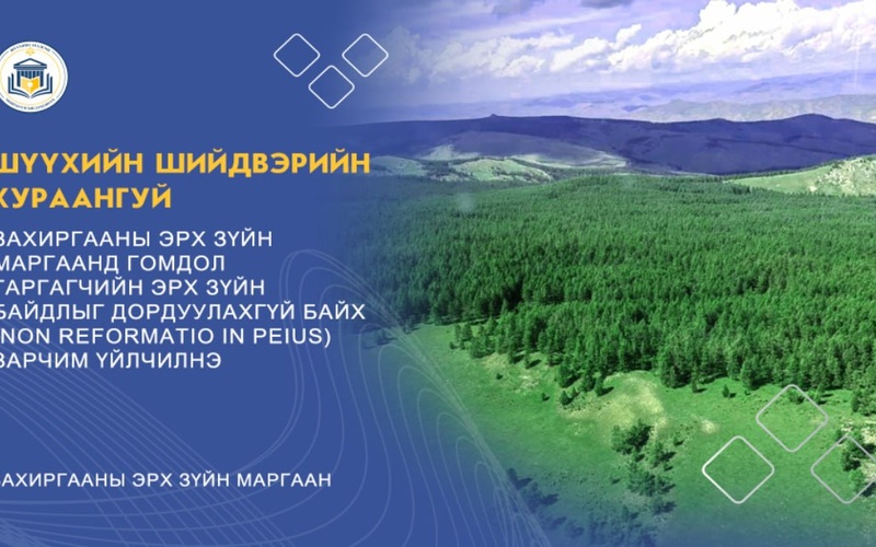 ЗАХИРГААНЫ ЭРХ ЗҮЙН МАРГААНД ГОМДОЛ ГАРГАГЧИЙН ЭРХ ЗҮЙН БАЙДЛЫГ ДОРДУУЛАХГҮЙ БАЙХ (non reformatio in peius) ЗАРЧИМ ҮЙЛЧИЛНЭ